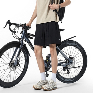 黑色薄款斜切拉链短裤男夏季美式潮牌lu感五分裤户外透气运动裤子，男装牛仔裤，四季星座806