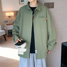 春季长袖衬衫男宽松港风衬衣男外套男CSCS281-P35，男装衬衫，电商B371