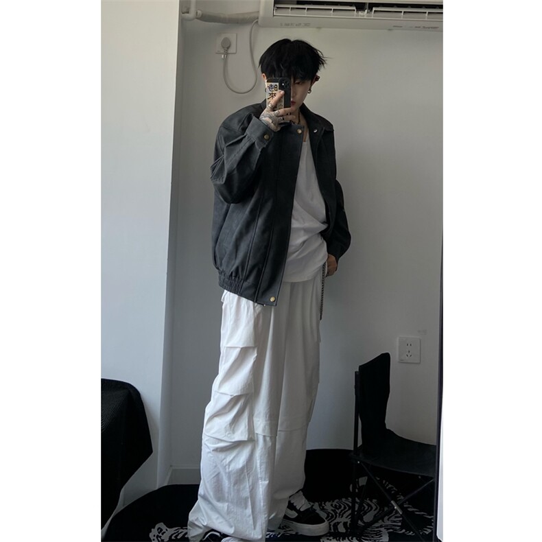 档口图盗图抖音PU皮夹克宽松复古纯色外套DY2407-P80,男装夹克,星座1213