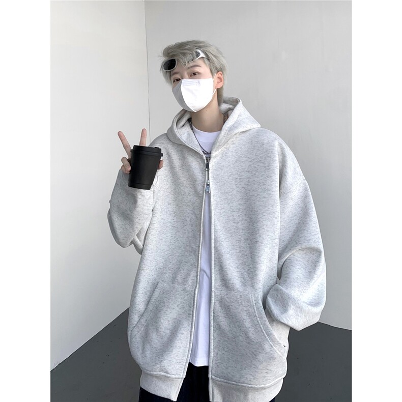 65棉420g重磅开衫连帽纯色卫衣全铜双拉链头KS08-P65,男装卫衣,星座201-4