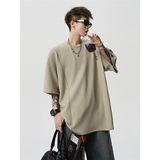 超大码金属标手工设计肌理感短袖T恤8XL-M垂感冰丝半袖DX1220/P38，男装T恤，电商B238