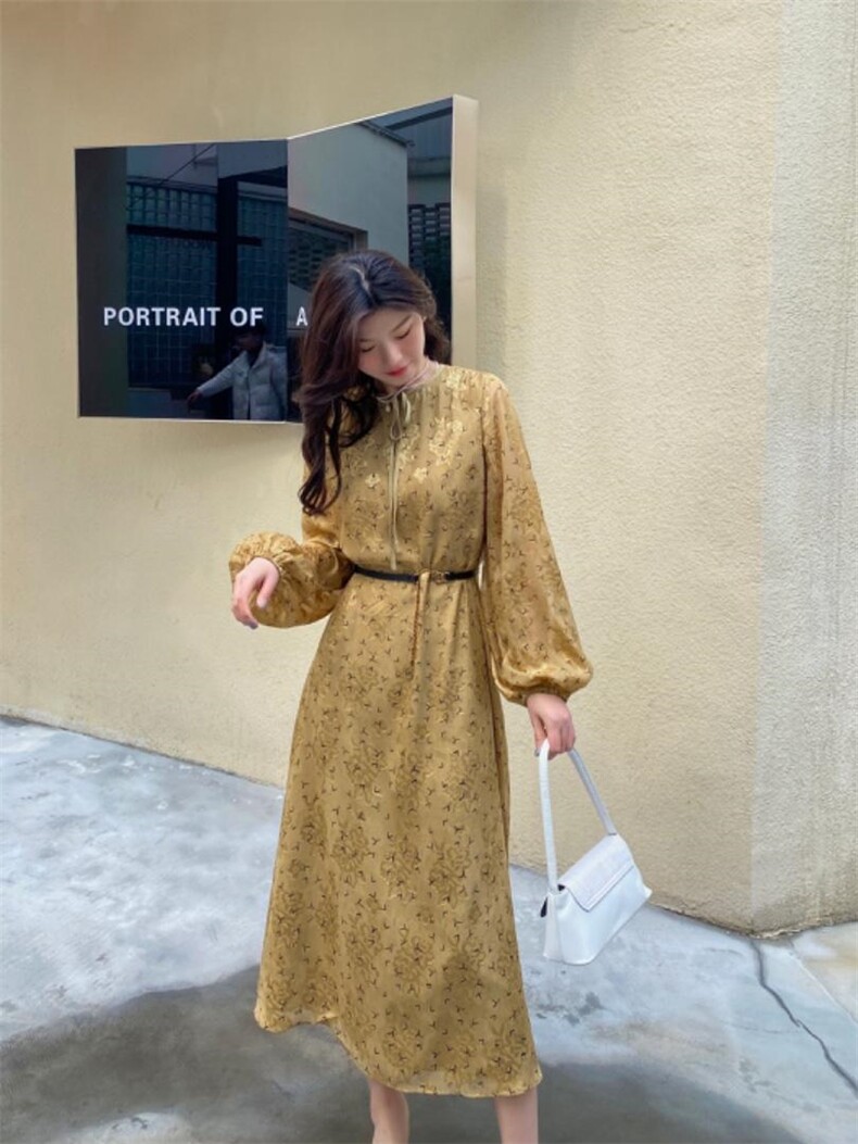 YCJ雪纺植绒花连衣裙，女装连衣裙，YCJ