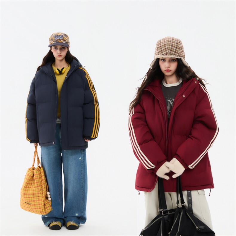 冬季潮流条纹五防立领加绒加厚棉衣情侣撞色棉服外套MY8899-p78图片