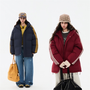 冬季潮流条纹五防立领加绒加厚棉衣情侣撞色棉服外套MY8899-p78图片