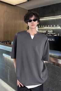 8XL-M 特大码短袖男假两件五分袖高品质空气层宽松上衣DX321P35图片