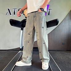 1014-1-WF09-P46-卡通小狗刺绣牛仔裤男，男装牛仔裤，星座1014-1