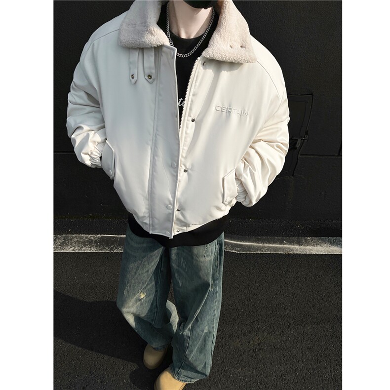 冬装美式复古羊羔毛翻领棉服飞行夹克棉衣加厚外套男H1031P128,男装夹克,电商A341