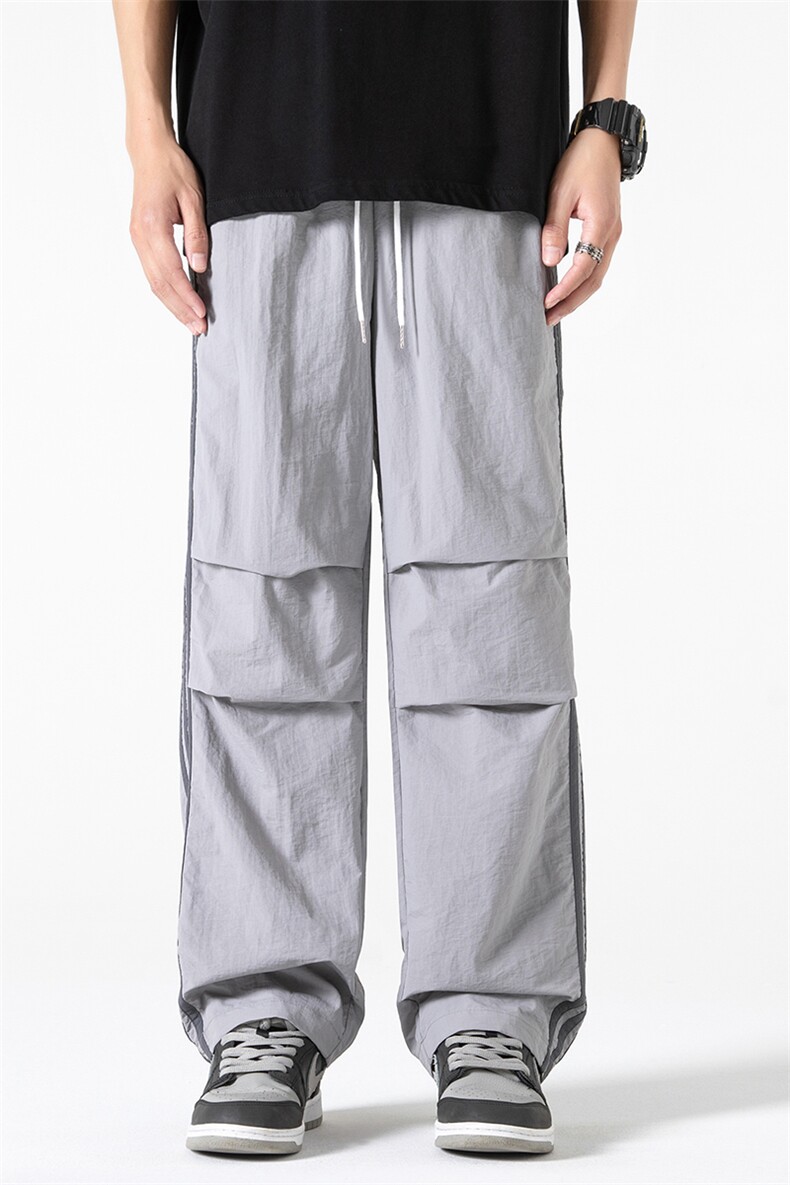 直播数据款春季新款撞色侧条纹伞兵裤宽松直筒休闲裤K501-P32,男装休闲裤,星座914-3