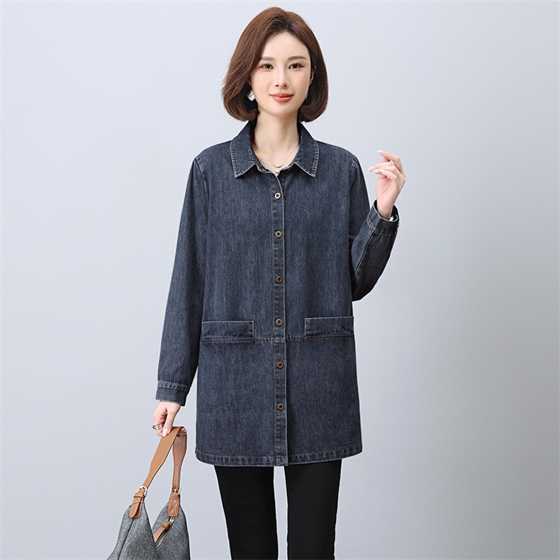 时尚百搭牛仔风衣外套女宽松显瘦长袖上衣春秋新款韩版潮流女装图片