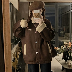 C927-P125羊羔毛外套冬季加厚保暖学院风宽松羊羔绒棉衣棉服潮，男装棉衣，星座911-2(原星座613-2）