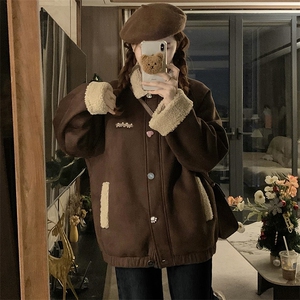 C927-P125 羊羔毛外套冬季加厚保暖学院风宽松羊羔绒棉衣棉服潮图片