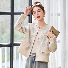 现货新款2025年春季时髦蕾丝刺绣珠片小香风外套，女装短外套，英标秀（1C119）