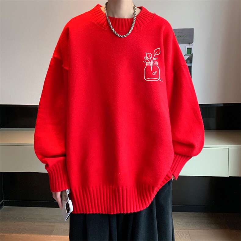 半高领毛衣男大码胖子针织衫毛线衣 M18430-P45 加绒款-P65图片