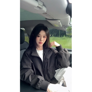 现货 26春装美拉德立领飞行夹克纯色复古廓形高街棒球服外套图片