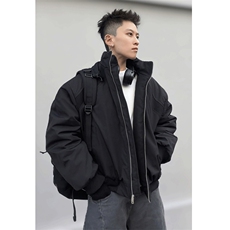 高品质春装新款老钱风美式高街解构立领棒球服飞行夹克潮休闲外套，男装夹克，电商A443