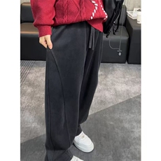网图有货春美式弯刀卫裤男女情侣宽松运动垂感阔腿裤A1310-P50，男装休闲裤，星座1505