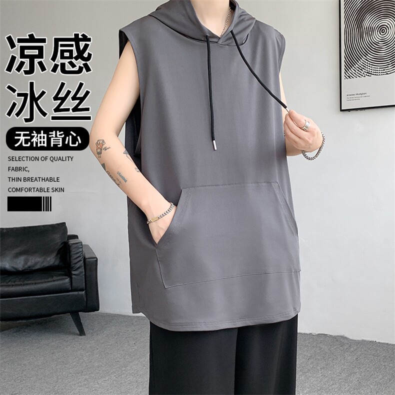 M-8XL特大码冰丝速干连帽背心男篮球运动无袖健身服坎肩TDX315P35图片
