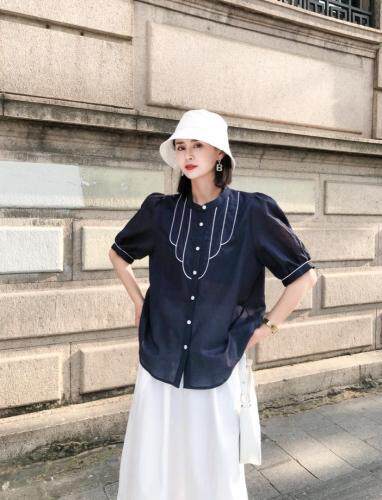 现货新款，包边麻料衬衫，女装衬衫，依纤