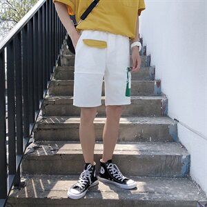 19夏装中裤ins火的运动短裤 松紧休闲五分裤 D/图片