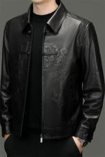 DLSN28998秋冬新款男士海宁皮衣翻领风夹克山羊皮皮衣男，男装夹克，电商B360