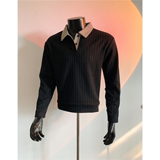 假模千鸟格翻领春装长袖t恤潮男装polo衫老钱风卫衣外套S524特28，男装T恤，电商A233-1