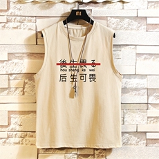 BX25028-P20港风运动汗背心男大码汗衫男无袖T恤男砖墙挂拍，男装T恤，电商A040A