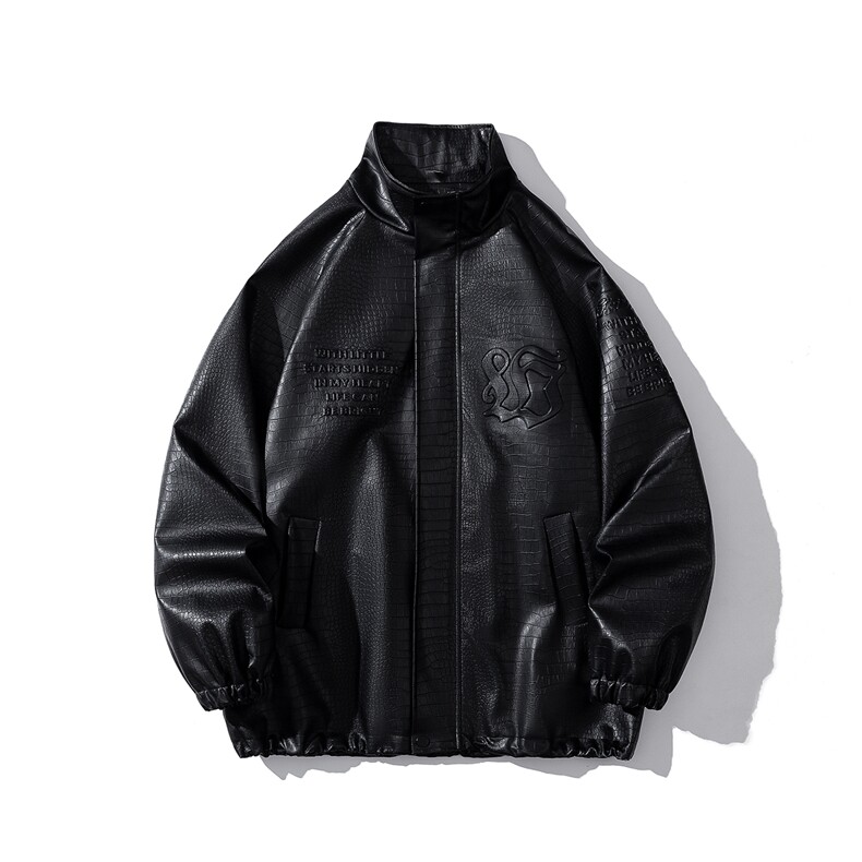 白底鳄鱼纹前胸钢印印花袖中钢印印花大码M-5XL夹克男JK77749P95,男装夹克,星座227-7