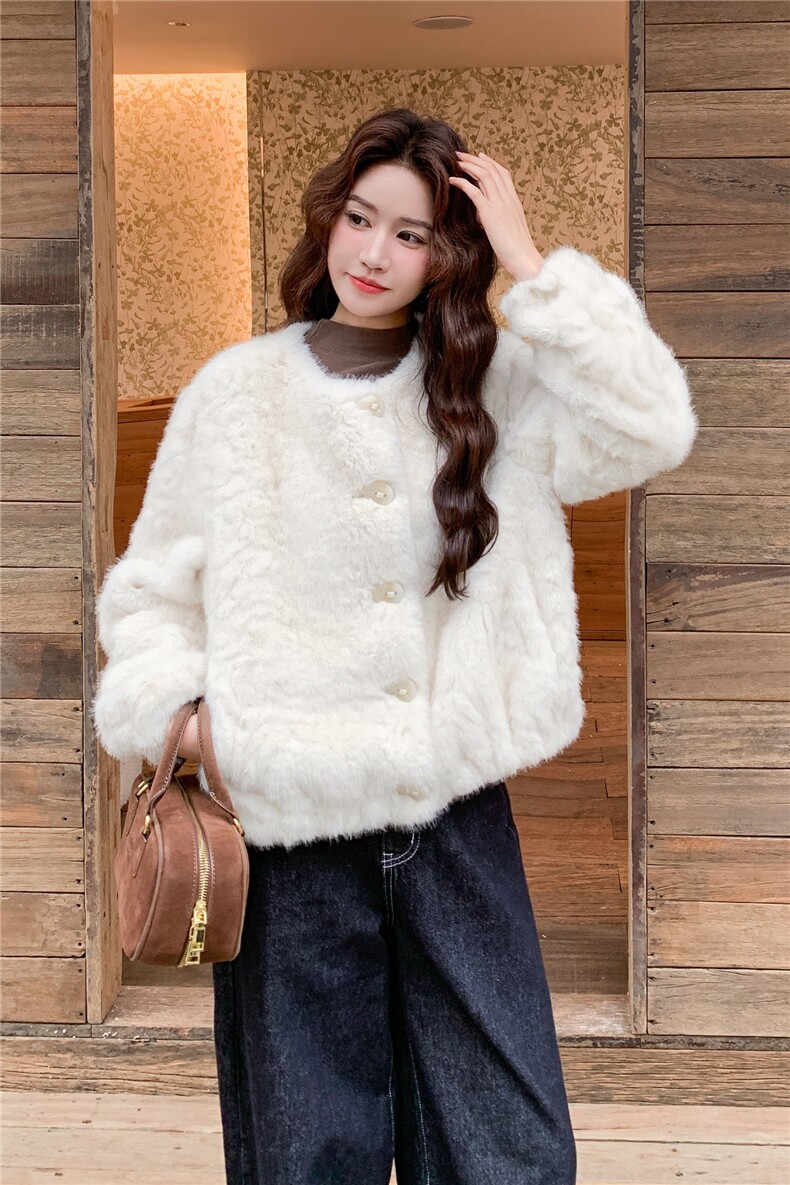 白色千金风皮毛一体加厚棉服2C081-7728P215K318,女装棉衣/棉服,2C081
