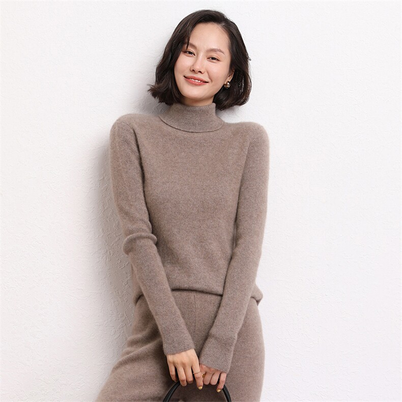 羊绒打底衫女秋冬内搭高领套头保暖长袖针织毛衣,女装羊绒衫,五色羊羊绒