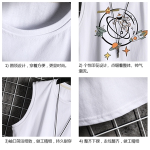 BX25142-P20 港风运动汗背心男大码汗衫男无袖T恤男 网格挂拍图片