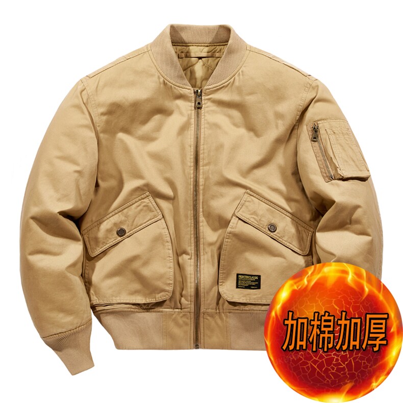 主推款：外套男飞行员夹克教练春秋冬加棉大码工装机车服棒球服棉,男装夹克,星座210-5(原414-2)