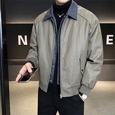 标50绒男士翻领假两件羽绒服皮夹克外套8528-P215(控券后298)，男装夹克，电商B338