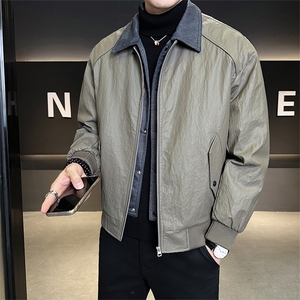 标50绒 男士翻领假两件羽绒服皮夹克外套 8528-P215(控券后298)图片