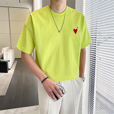 轻熟风~夏季爱心刺绣短袖T恤T2018/P38，男装T恤，电商B331