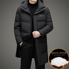 2022长款90%白鸭绒冬季新款商务休闲保暖连帽羽绒服JZ8223-P385，男装羽绒服，星座1105-3