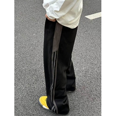 竖条纹休闲裤男女韩版潮流高街帅气百搭2025春季ins长裤K6098-P45，男装休闲裤，星座412-1