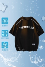 2025白底印花美式复古运动线条纯色圆领短袖T恤CM820RK01-P25，男装T恤，星座717