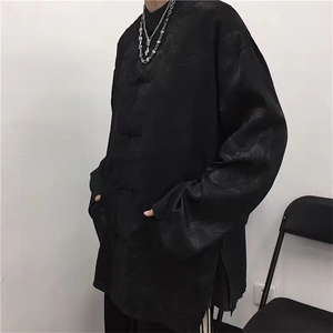 新中式男装盘扣衬衫男夏季龙袍中山装唐装冰丝防晒衣外套风潮12图片