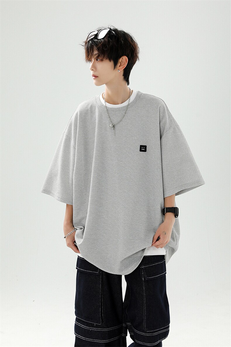 8XL-M重磅！特大码T潮牌上衣男中性华夫格短袖T恤DX304P25控39,男装T恤,电商D206-1