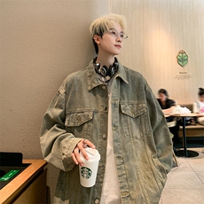 JK8817-P58美式复古高街潮牌宽松痞帅牛仔外套，男装工装外套，星座1503