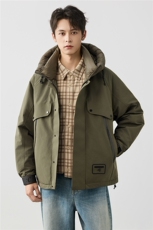 秋冬新款羽绒服男士潮牌户外复古保暖宽松连帽沖锋外套男W5928，男装羽绒服，电商D215