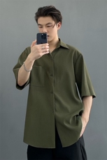 高街帅气短袖衬衫男夏季新款潮流百搭休闲上衣外套DX102-特P30，男装衬衫，电商A178