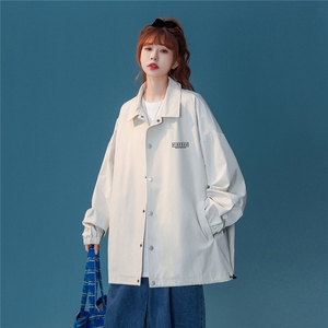 中性风 秋季时尚百搭宽松字母印花潮流翻领衬衫外套JK323P50控68图片