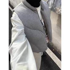 现货WT123-P110灰色空气层棉服背心马甲解构廓形可收缩下摆，男装背心/马甲，星座1501-3