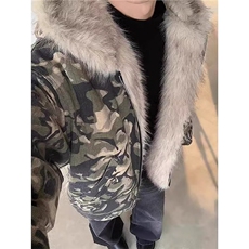 简约文艺流行新款日系毛领迷彩棉衣慵懒气质ins时尚潮流百搭原宿，男装棉衣，星座506A