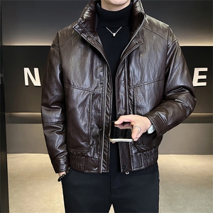 标50绒 皮羽绒服男士立领短款潮牌外套 8529-P235(控券后318)图片
