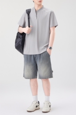 GENIOLAMODE纯色冰丝短袖Polo衫男夏季痞帅凉感2025新款高级感T恤，男装T恤，星座310B-3