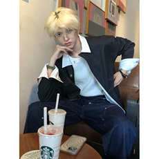 白条纹双面穿夹克外套男翻领简约韩版春秋冬季JK002，男装夹克，星座1116A（原606A-3）