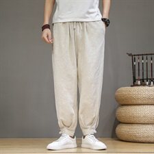 2021春秋季男士新款中国风暗纹提花休闲裤棉麻宽松长款男裤D662P75，男装休闲裤，星座312B-2