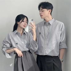 春季情侣长袖衬衫条纹衬衣宽松休闲衬衫716A-1-C905P55，男装衬衫，星座716A-1（原星座815）